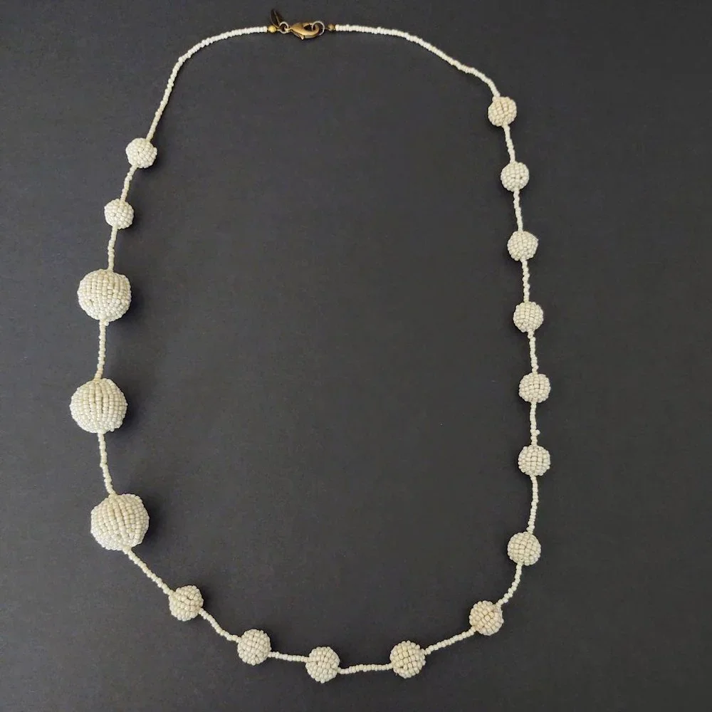 Coldwater Creek long cream seed bead ball necklace